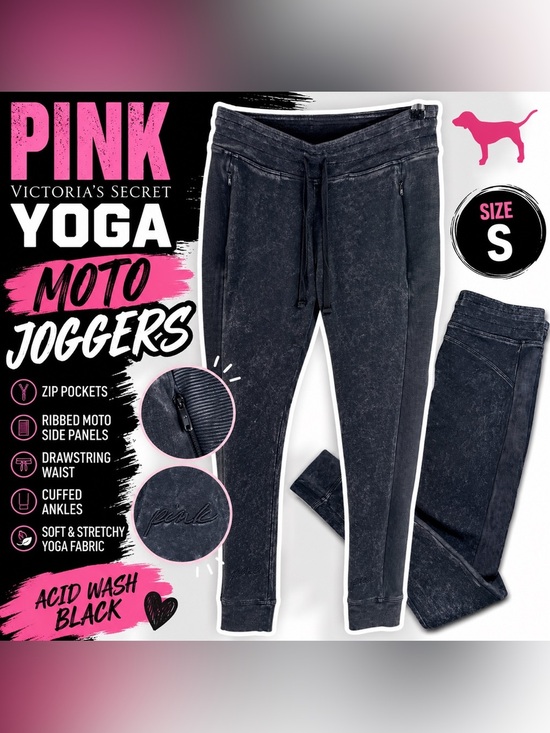 PINK Victoria's Secret Pants - PINK Victoria’s Secret Yoga Acid Wash Moto Jogger Leggings S